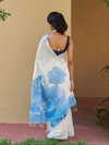 MG 596 Plain Linen With Gold Jari Border Printed Saree Exporters In India
